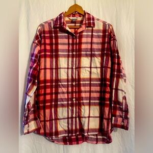 Old Navy Women’s Long Sleeve Button Down Boyfriend Plaid Shirt Size Medium